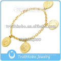 Cadena de eslabones de oro de 18 k con pulsera de Cristo de acero inoxidable para el círculo de vacío religioso de Jesús religioso para mujeres